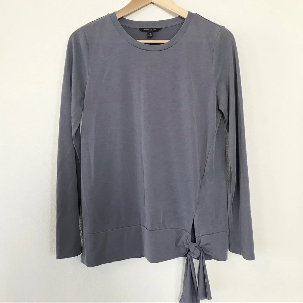 Banana Republic LS front tie sand wash top sz S - Picture 1 of 7